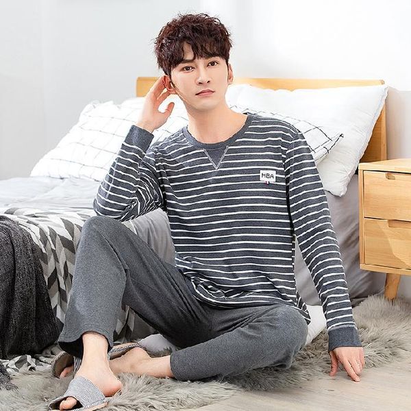 men's sleepwear pajama set men o-neck long sleeve striped comfortable warm cotton mens pajamas plus size xxxl korean style home clothin, Black;brown
men's sleepwear pajama set men o-neck long sleeve striped comfortable warm cotton mens pajamas plus size xxxl korean style home clothin, Black;brown