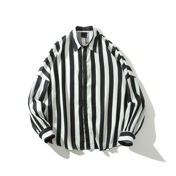 men's casual shirts retro vertical stripes streetwear handsome long sleeve shirt men spring quality polyester soft smooth camisa mascul, White;black
men's casual shirts retro vertical stripes streetwear handsome long sleeve shirt men spring quality polyester soft smooth camisa mascul, White;black