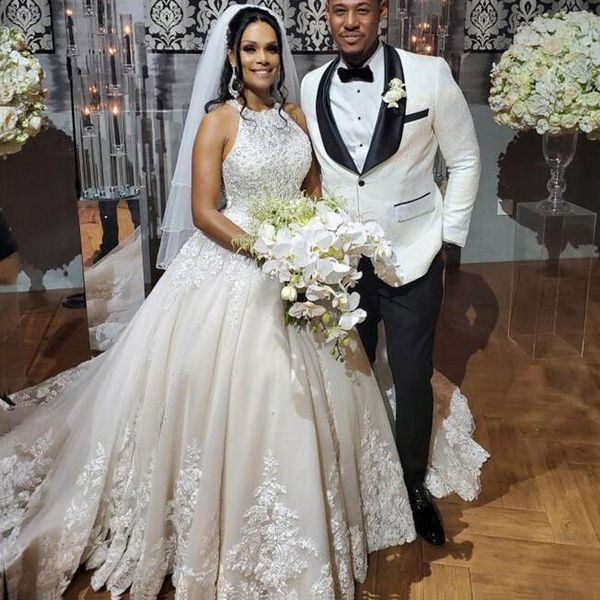 halter lace ball gown wedding dresses 2021 with appliques court train lace up back tulle plus size birdal gowns vestidos de novia, White
halter lace ball gown wedding dresses 2021 with appliques court train lace up back tulle plus size birdal gowns vestidos de novia, White