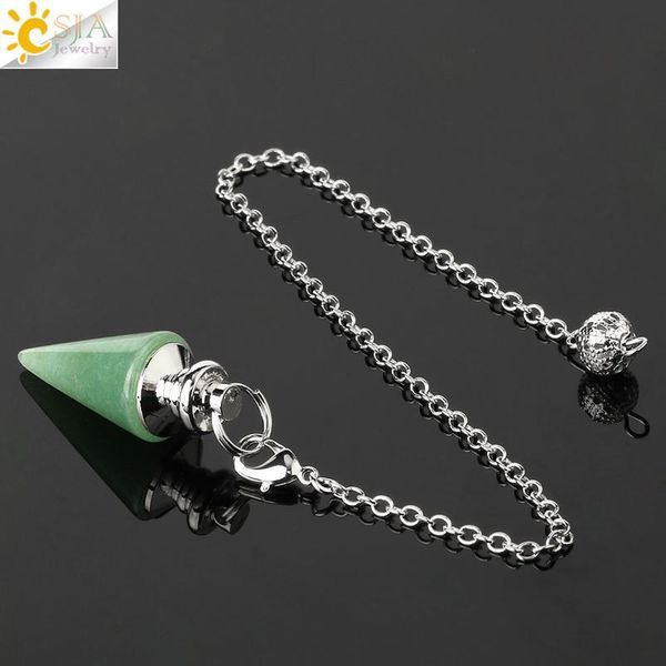 csja conical pendulum natural stone taper pendulums silver color chain crystal pendants for dowsing spiritual reiki jewe qyljyf, Black
csja conical pendulum natural stone taper pendulums silver color chain crystal pendants for dowsing spiritual reiki jewe qyljyf, Black