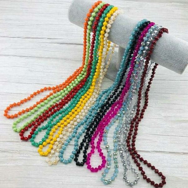 european and american beaded knotted crystal flat bead necklace glass handmade simple sweater chain belt jewelry, Silver
european and american beaded knotted crystal flat bead necklace glass handmade simple sweater chain belt jewelry, Silver