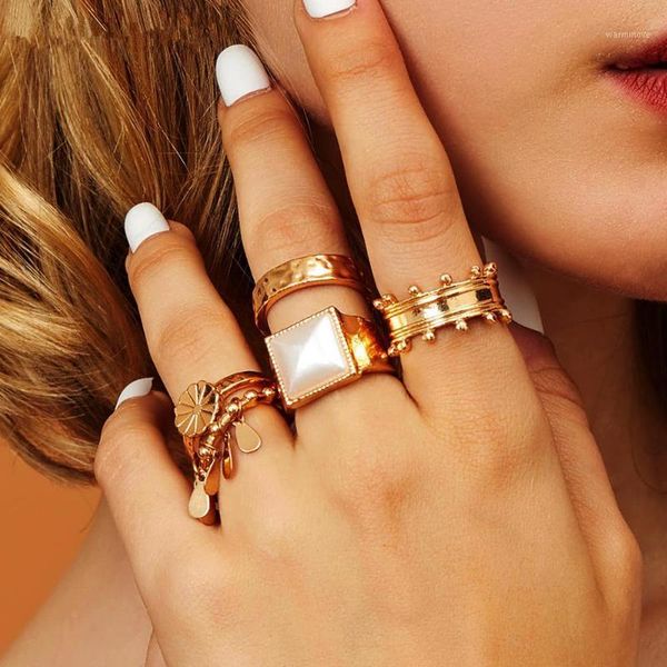 Fashion Simple Flower Rings Women White Gold Color Summer Beach Boho Geometric Female Ring Engagement Jewelry 5Pcs/Set1, Golden;silver
Fashion Simple Flower Rings Women White Gold Color Summer Beach Boho Geometric Female Ring Engagement Jewelry 5Pcs/Set1, Golden;silver
