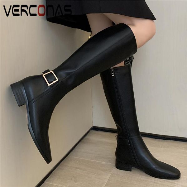 boots verconas women classic knee-high low heels shoes woman autumn winter metal buckle concise side zipper long, Black
boots verconas women classic knee-high low heels shoes woman autumn winter metal buckle concise side zipper long, Black