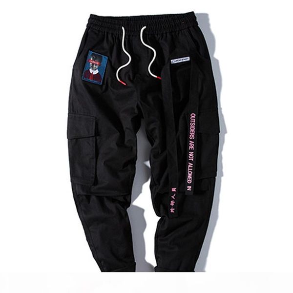 men joggers hip hop harem streetwear pants ribbons letter embroidery casual trousers popular pink cargo pants, Black
men joggers hip hop harem streetwear pants ribbons letter embroidery casual trousers popular pink cargo pants, Black