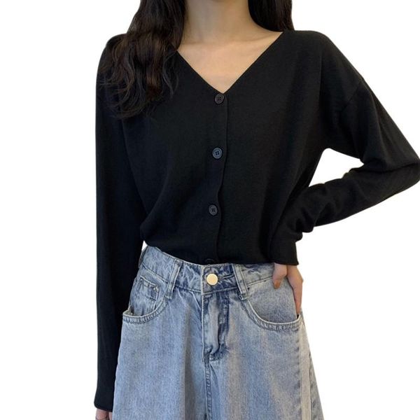 casual sweater pure color v-neck loose sweaters versatile short knit cardigan jacket size vetements femmes, White
casual sweater pure color v-neck loose sweaters versatile short knit cardigan jacket size vetements femmes, White