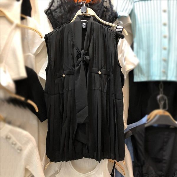 black chiffon shirt women 2020 summer new sleeveless loose casual blouse women's ribbon chiffon pleated all-match shirt blusas1, White
black chiffon shirt women 2020 summer new sleeveless loose casual blouse women's ribbon chiffon pleated all-match shirt blusas1, White