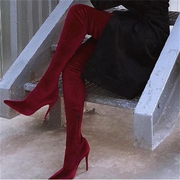 2021 new women's suede above knee winter boots female elastic womanhood womanly heels pointy toe thmn 4bx9, Black
2021 new women's suede above knee winter boots female elastic womanhood womanly heels pointy toe thmn 4bx9, Black