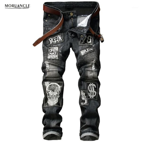 hi-street mens distressed biker jeans skull patchwork fashion pleated ripped denim joggers black slim fit trousers with patches1, Blue
hi-street mens distressed biker jeans skull patchwork fashion pleated ripped denim joggers black slim fit trousers with patches1, Blue