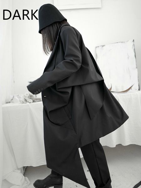 2020 spring and autumn yamamoto wind irregular fold dark trench coat female niche designer drape over the knee coat 1031, Tan;black
2020 spring and autumn yamamoto wind irregular fold dark trench coat female niche designer drape over the knee coat 1031, Tan;black