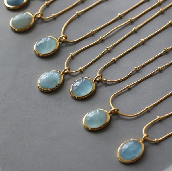 necklace star sea blue oval natural sea blue necklace collarbone chain titanium steel plated with 18k gold jewelry accessories yl219, Red;brown
necklace star sea blue oval natural sea blue necklace collarbone chain titanium steel plated with 18k gold jewelry accessories yl219, Red;brown