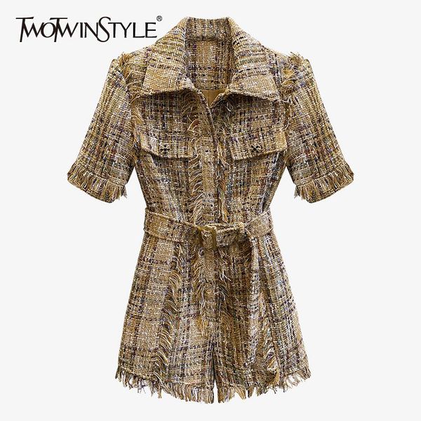 twotwinstyle elegant plaid jumpsuit for women lapel short sleeve high waist sashes patchwork tassel jumpsuits female fashion new, Black;white
twotwinstyle elegant plaid jumpsuit for women lapel short sleeve high waist sashes patchwork tassel jumpsuits female fashion new, Black;white