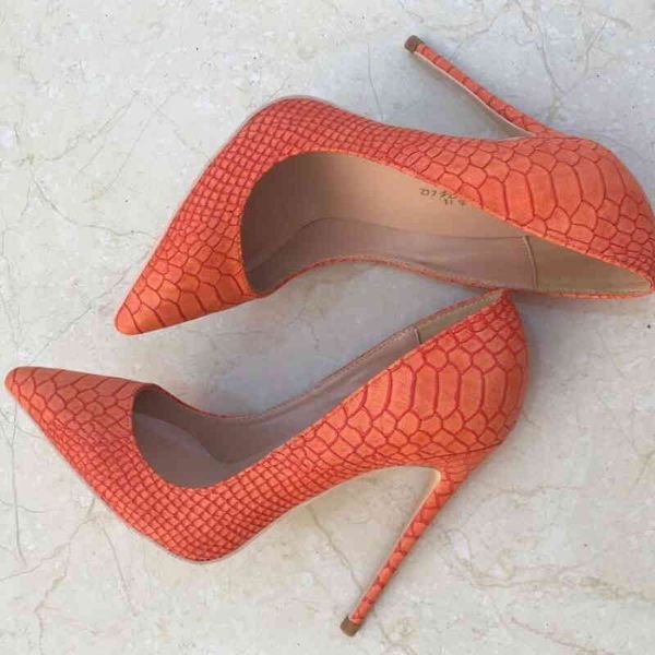 lady fashion women orange snake python point toe shoes high heels thin heeled pumps genuine leather 120mm big size, Black
lady fashion women orange snake python point toe shoes high heels thin heeled pumps genuine leather 120mm big size, Black