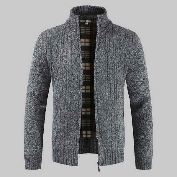 men's autumn opener zipper sweater thickened and velvet stand collar men's loose warm knitted jacket, White;black
men's autumn opener zipper sweater thickened and velvet stand collar men's loose warm knitted jacket, White;black