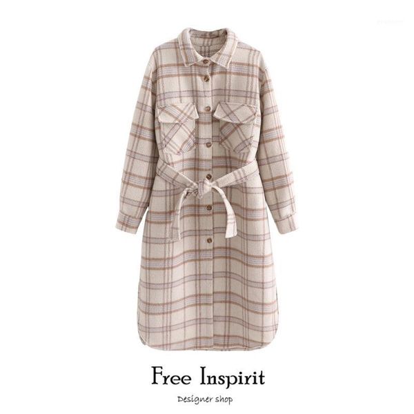 inspirit new arrival lady's wool overcoat loose belt turn-down collar long plaid shirt style coat1, Black
inspirit new arrival lady's wool overcoat loose belt turn-down collar long plaid shirt style coat1, Black