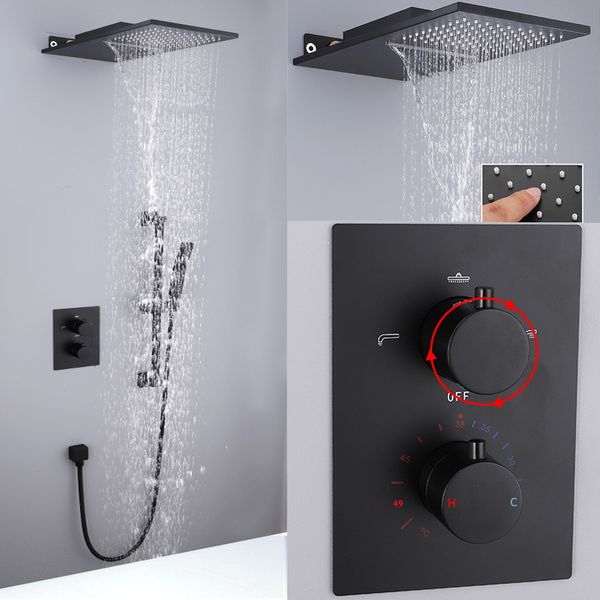 batheroom thermostatic shower faucets black luxury waterfall shower head thermostatic 3 ways valve bathroom shower faucet sets 1011
batheroom thermostatic shower faucets black luxury waterfall shower head thermostatic 3 ways valve bathroom shower faucet sets 1011