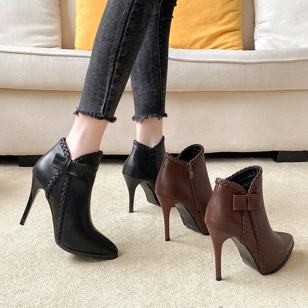 ankle boots women super high heels winter plush shoes pointed toe bowtie botines mujer knit stiletto heels booties on pumps1, Black
ankle boots women super high heels winter plush shoes pointed toe bowtie botines mujer knit stiletto heels booties on pumps1, Black