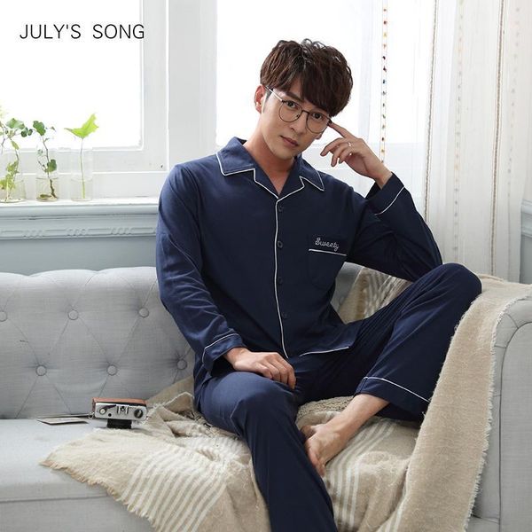 july's song 2020 spring autumn male pajamas sets solid long sleeve cotton pijamas for men button pockets nightwear sleepwear1, Black;brown
july's song 2020 spring autumn male pajamas sets solid long sleeve cotton pijamas for men button pockets nightwear sleepwear1, Black;brown