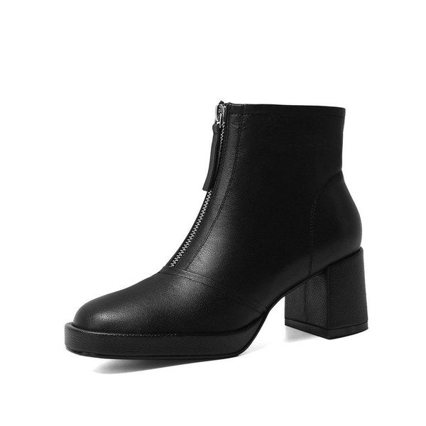 genuine leather thick high heels ankle boots platform women shoes round toe zipper female short boots size 41 42 43, Black
genuine leather thick high heels ankle boots platform women shoes round toe zipper female short boots size 41 42 43, Black