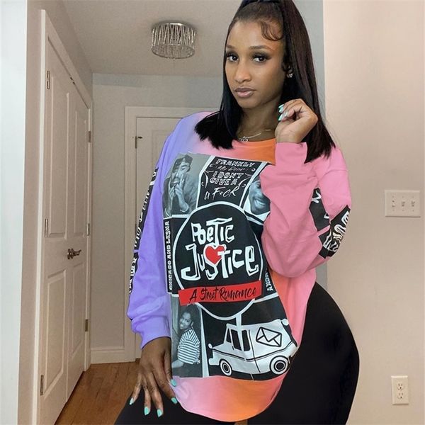 cm.yaya women long sleeve o-neck letter gradient rainbow print sweatshirt streetwear autumn pullover hoodies 201217, Black
cm.yaya women long sleeve o-neck letter gradient rainbow print sweatshirt streetwear autumn pullover hoodies 201217, Black
