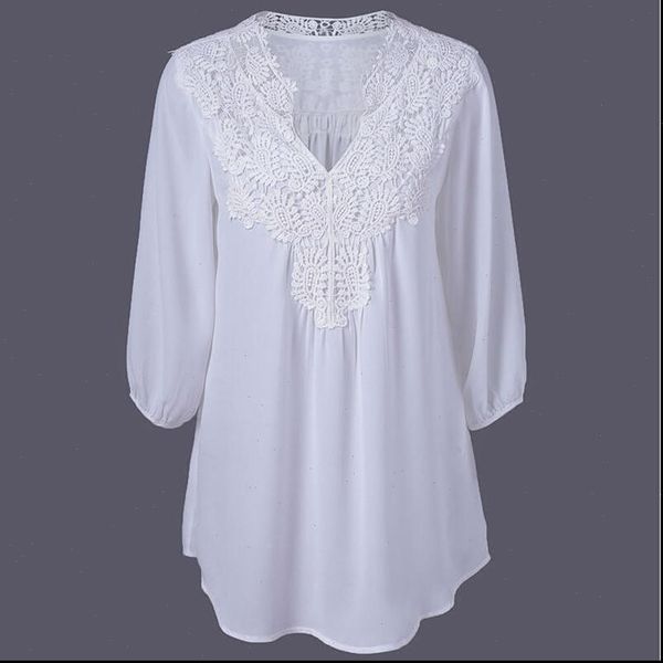 2019 new spring summer women blouses lace chiffon hollow v neck shirts plus size loose three quarter sleeve shirts women, White
2019 new spring summer women blouses lace chiffon hollow v neck shirts plus size loose three quarter sleeve shirts women, White
