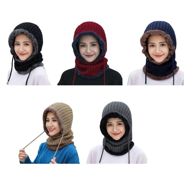 women winter warm cable knitted balaclava hat plush lined thermal windproof full cover drawstring earflap hood cap scarf, Blue;gray
women winter warm cable knitted balaclava hat plush lined thermal windproof full cover drawstring earflap hood cap scarf, Blue;gray