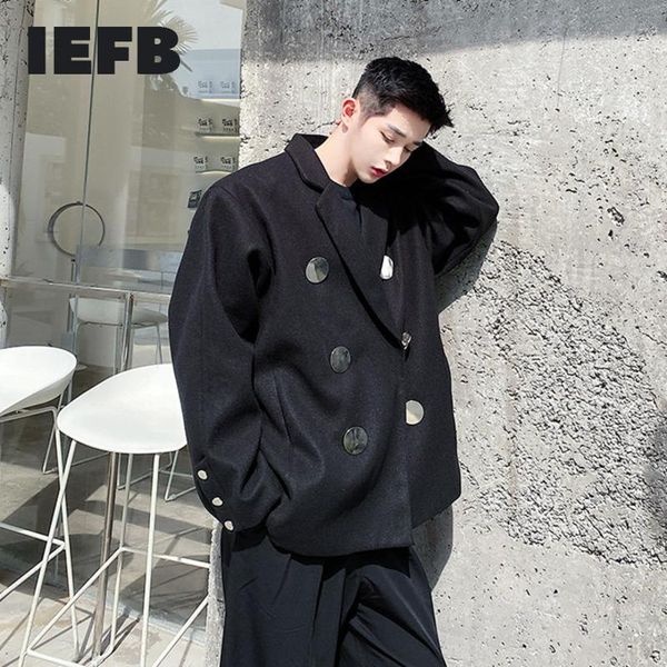 men's wool & blends iefb 2021 autumn winter big metal bright button tweed mid length coat black double breasted woolen jackets for male 
men's wool & blends iefb 2021 autumn winter big metal bright button tweed mid length coat black double breasted woolen jackets for male