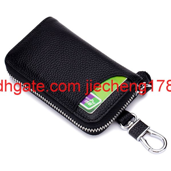 head leather car key bag men's multifunctional zipper soft leather key bag women's simple large capacity, Red;black 
head leather car key bag men's multifunctional zipper soft leather key bag women's simple large capacity, Red;black