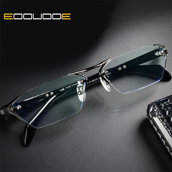 eoouooe titanium glasses frame men rimless square large frame business optical glasses prescription eyeglasss frames, Black
eoouooe titanium glasses frame men rimless square large frame business optical glasses prescription eyeglasss frames, Black