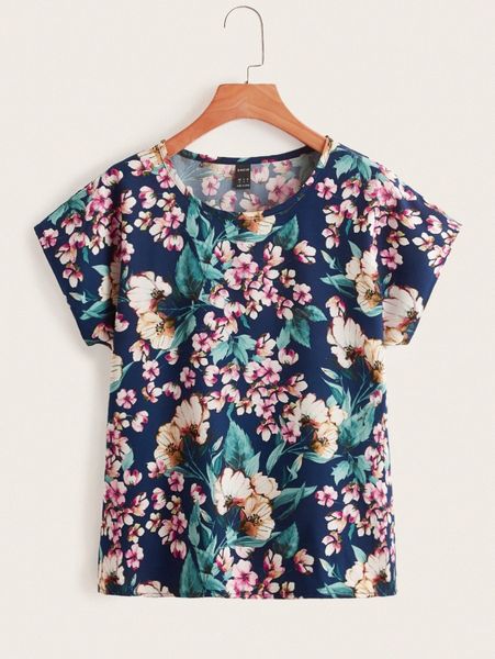floral print batwing sleeve 669k#, White