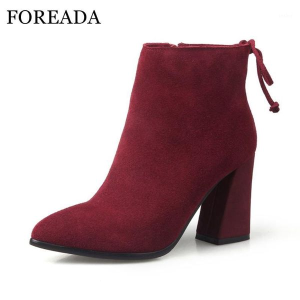 foreada genuine leather boots women high heel boots pointed toe ankle zip bow-knot cow suede leather shoes female spring1, Black
foreada genuine leather boots women high heel boots pointed toe ankle zip bow-knot cow suede leather shoes female spring1, Black