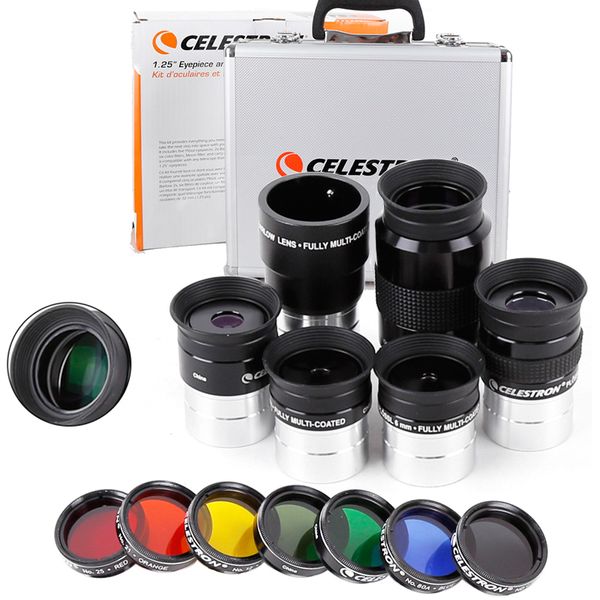 Celestron 6mm 8mm 13mm 15mm 32mm Plossl Eyepiece 2x Barlow Len Planet Moon Filter Astronomy Telescope Accessory Kit By Aluminium Box Set