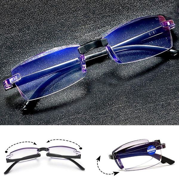 sunglasses rimless reading glasses foldable portable presbyopic men women diopter eyewear farsightedness anti blue light with case, White;black
sunglasses rimless reading glasses foldable portable presbyopic men women diopter eyewear farsightedness anti blue light with case, White;black
