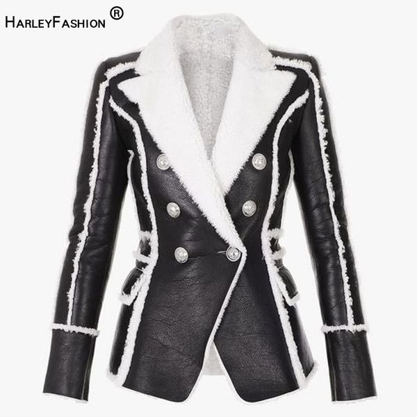 harleyfashion women elegant new design winter autumn warm black pu leather blazer silver buttons woolen slim casual jackets 201201, White;black
harleyfashion women elegant new design winter autumn warm black pu leather blazer silver buttons woolen slim casual jackets 201201, White;black