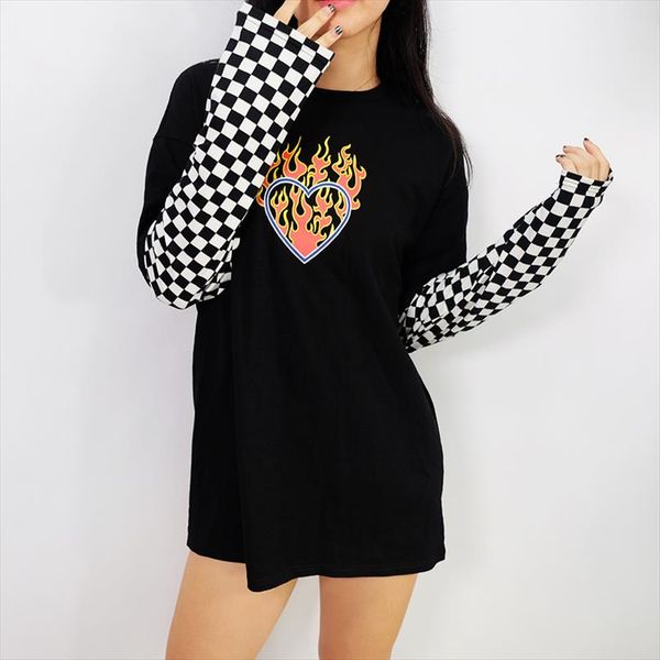 women plaid patchwork long sleeve flaming heart print sweatshirt 2020 autumn winter black checkboard pullover hoodies streetwear
women plaid patchwork long sleeve flaming heart print sweatshirt 2020 autumn winter black checkboard pullover hoodies streetwear