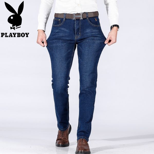 playboy men's korean-style and slim-fit stretch straight basic playboy men's korean-style and slim-fit stretch jeans straight basi, Blue
