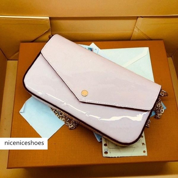 felicie pochette designer purse glossy mono embossed vernis patent calf leather shoulder bag chain adaptable envelope pouch with box
felicie pochette designer purse glossy mono embossed vernis patent calf leather shoulder bag chain adaptable envelope pouch with box