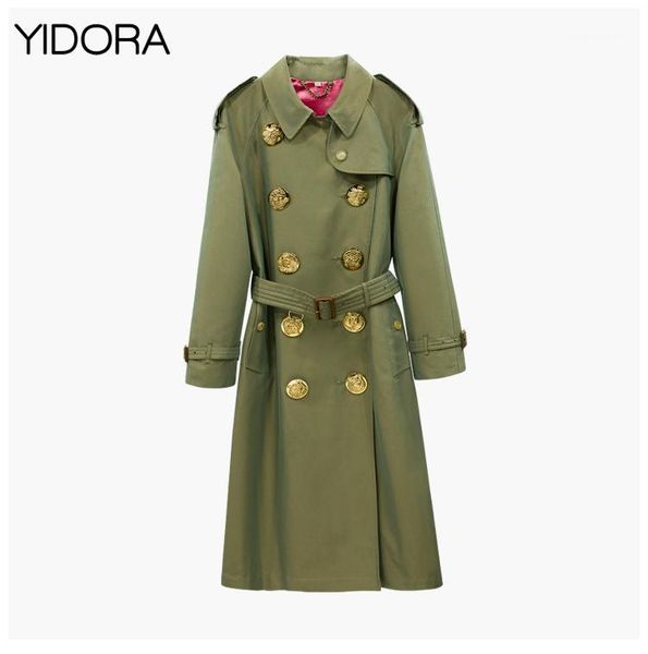 fall/winter 2018 new women armygreen double-breasted trench with waist buckle belt features metal buttons with different pattern1, Tan;black
fall/winter 2018 new women armygreen double-breasted trench with waist buckle belt features metal buttons with different pattern1, Tan;black