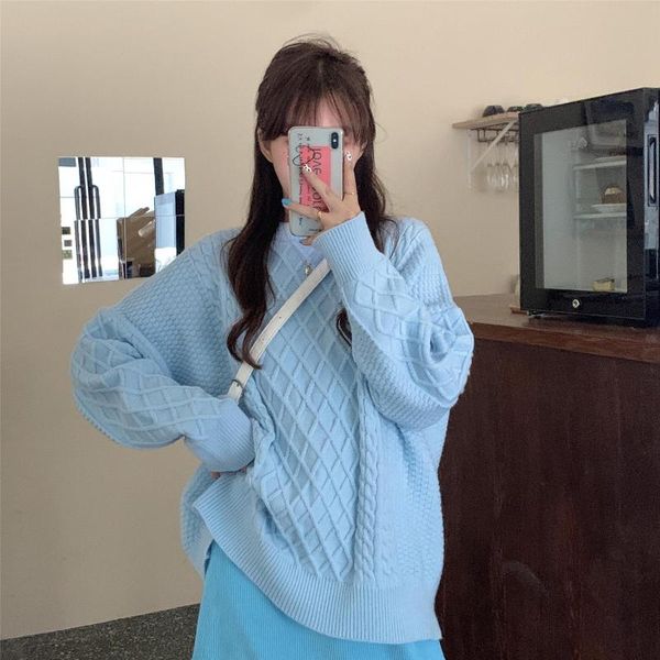 fashion women's sweater 2020 autumn and winter new loose retro loose lazy style rhomboid twist sweater, White;black
fashion women's sweater 2020 autumn and winter new loose retro loose lazy style rhomboid twist sweater, White;black
