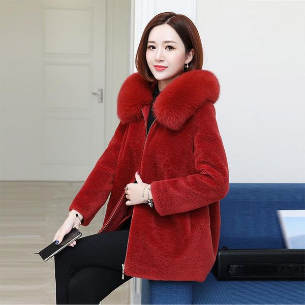 women's fur & faux 2021 sheep shearling coat female particles one fashion trendy short a188, Black
women's fur & faux 2021 sheep shearling coat female particles one fashion trendy short a188, Black