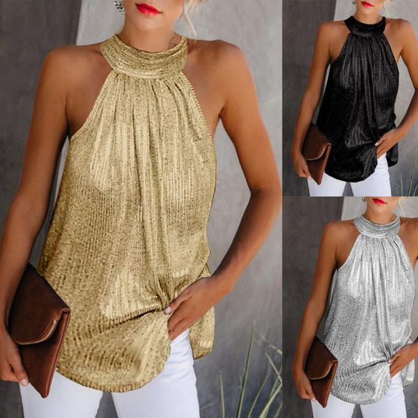 women's blouses & shirts fashion women glitter blouse shirt 2021 summer sleeveless halter vest casual loose basic and plus size, White
women's blouses & shirts fashion women glitter blouse shirt 2021 summer sleeveless halter vest casual loose basic and plus size, White
