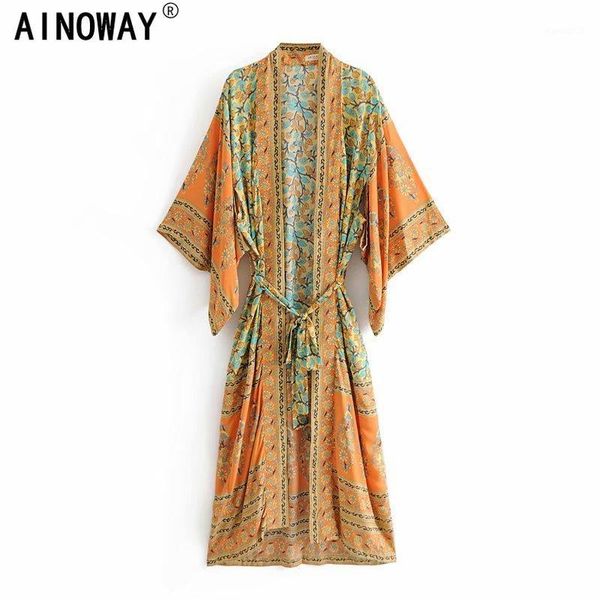women's blouses & shirts vintage chic women yellow floral print sashes bohemian kimono ladies v neck batwing sleeves boho maxi dress ro, White
women's blouses & shirts vintage chic women yellow floral print sashes bohemian kimono ladies v neck batwing sleeves boho maxi dress ro, White