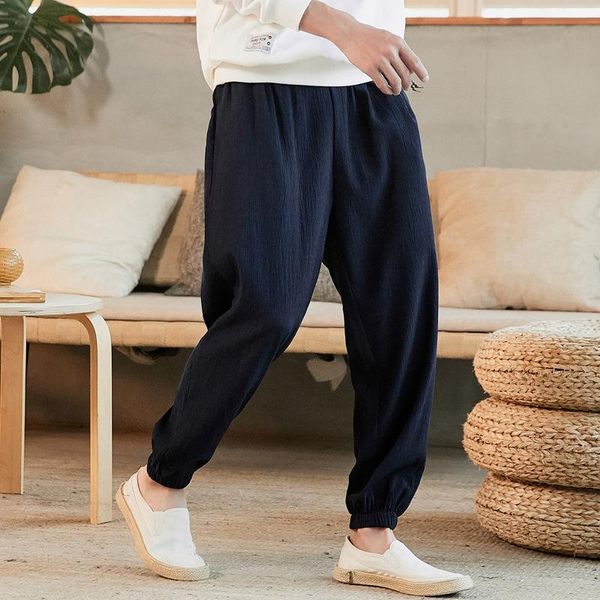 men's jeans 2021 autumn and winter chinese style cotton linen trousers large size loose ankle-binding, Blue
men's jeans 2021 autumn and winter chinese style cotton linen trousers large size loose ankle-binding, Blue