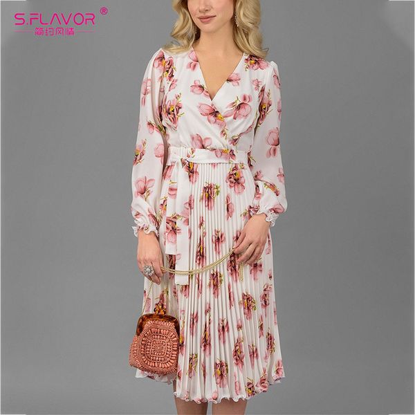 s.flavor women elegant party pleated a line dress female floral print dress long sleeve v neck chiffon autumn winter dress 201125, Black;gray
s.flavor women elegant party pleated a line dress female floral print dress long sleeve v neck chiffon autumn winter dress 201125, Black;gray