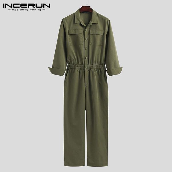 solid color pockets rompers incerun fashion cargo jumpsuits men long sleeve lapel buttons elastic bib pants mens leisure rompers, Black
solid color pockets rompers incerun fashion cargo jumpsuits men long sleeve lapel buttons elastic bib pants mens leisure rompers, Black