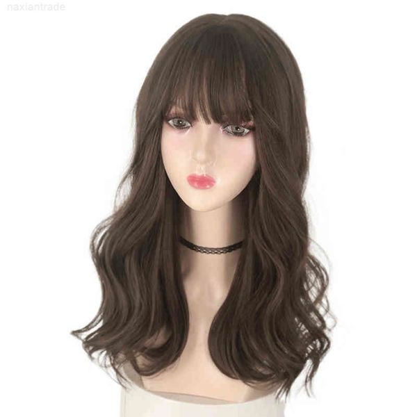 japane air bangs long curly wig female head set, Black
japane air bangs long curly wig female head set, Black