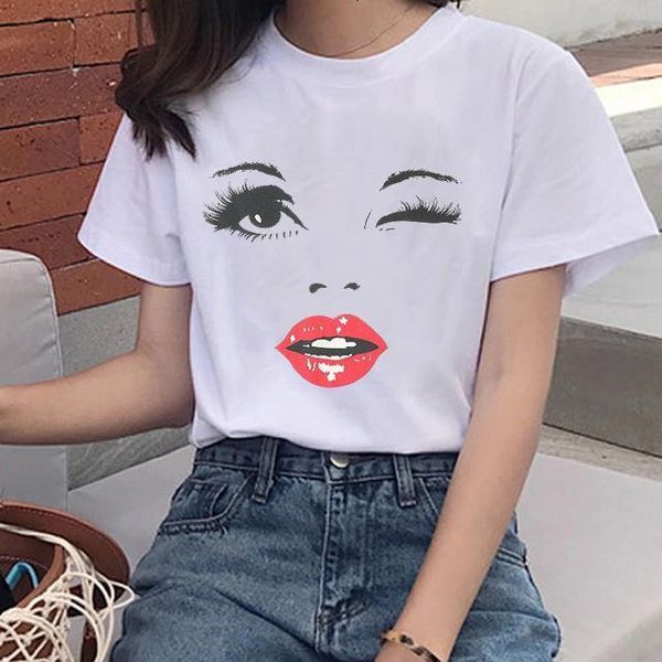 face makeup printed t-shirt girls women cute t shirts harajuku aesthetic casual tshirt femme graphic vintage, White
face makeup printed t-shirt girls women cute t shirts harajuku aesthetic casual tshirt femme graphic vintage, White