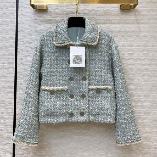 celebrity patchwork tweed jackets elegant turn down collar double breasted silk lining short weave coats s1931, Black;brown
celebrity patchwork tweed jackets elegant turn down collar double breasted silk lining short weave coats s1931, Black;brown