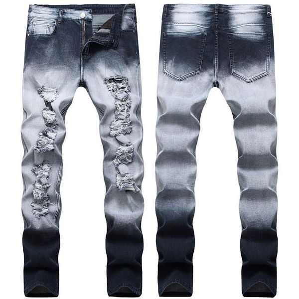 men jeans holes slim pants new tide fashion retro high street washed jeans leggings dark style fit hophop, Black
men jeans holes slim pants new tide fashion retro high street washed jeans leggings dark style fit hophop, Black