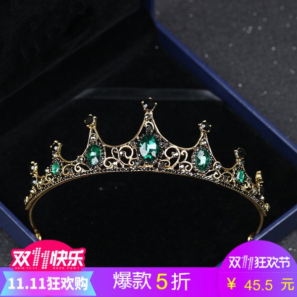 black bridal headdress halloween baroque alloy green diamond crystal princess crown ball party, Silver
black bridal headdress halloween baroque alloy green diamond crystal princess crown ball party, Silver