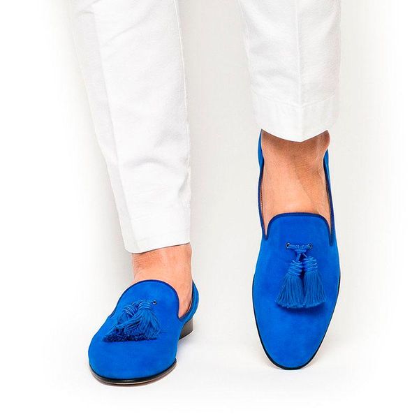 royal blue suede men shoes tassel loafers slip on smoking flats men's statement shoes, Black
royal blue suede men shoes tassel loafers slip on smoking flats men's statement shoes, Black